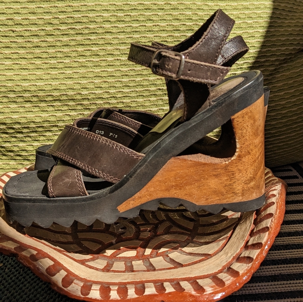 Candies Brown Leather Platforms